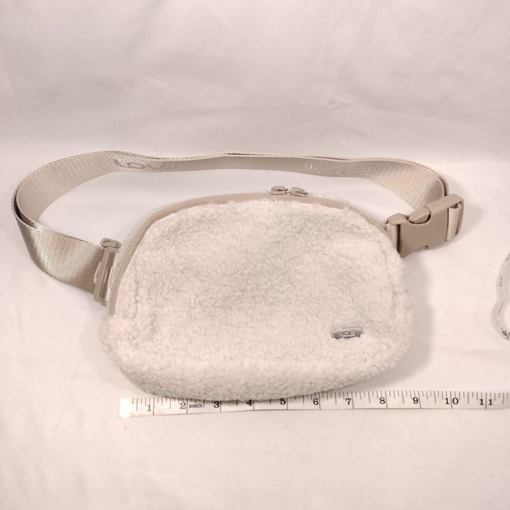 Lole Cream Belt/Crossbody Bag w/Fleece Sherpa Exterior